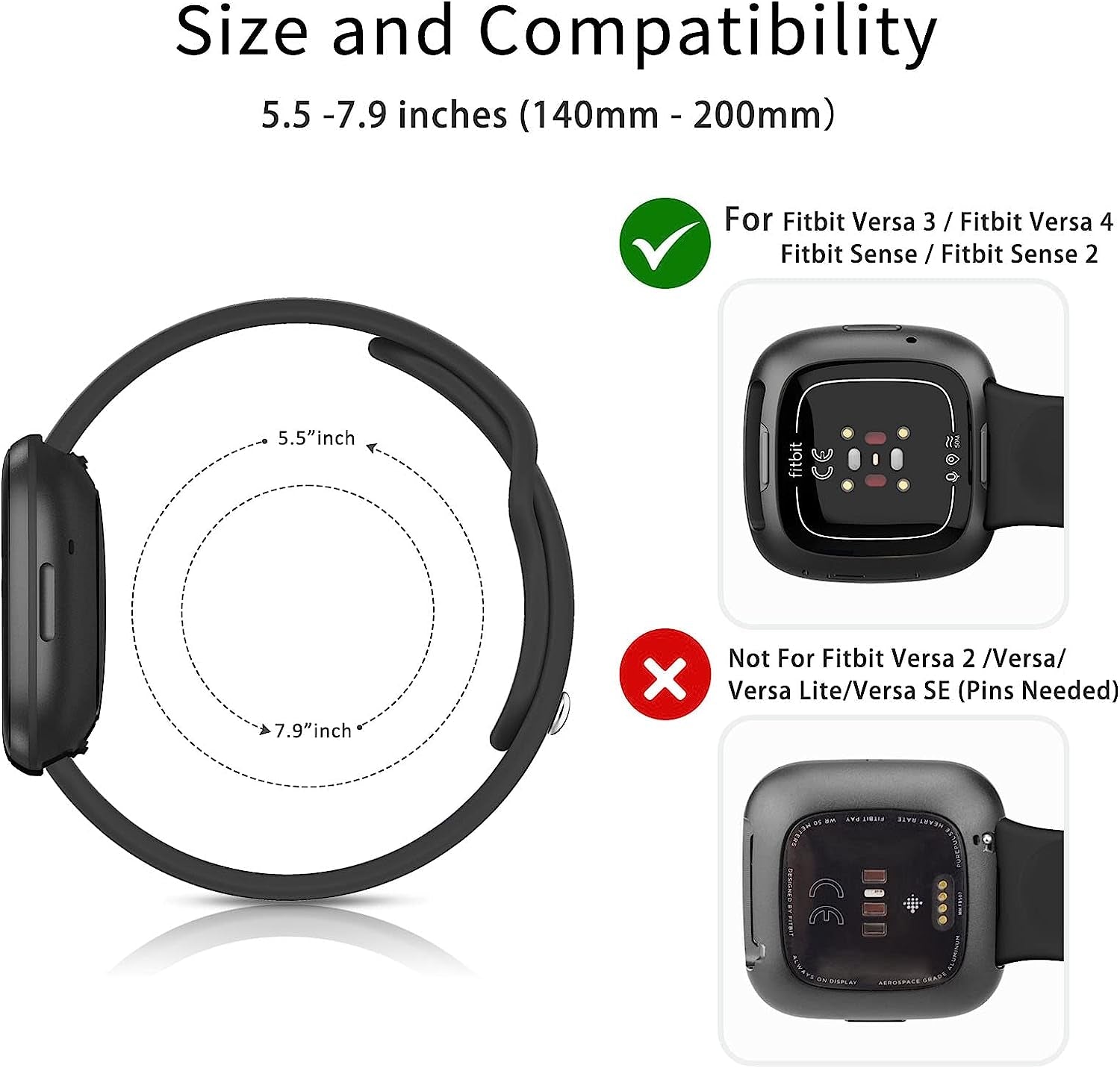 4 PACK Silicone Bands Compatible with Fitbit Versa 4 / Versa 3 Bands/Fitbit Sense 2 / Sense Bands Women Men, Soft Replacement Straps for Fitbit Versa 4 / Versa 3 / Sense 2 / Sense Smart Watch  AK   