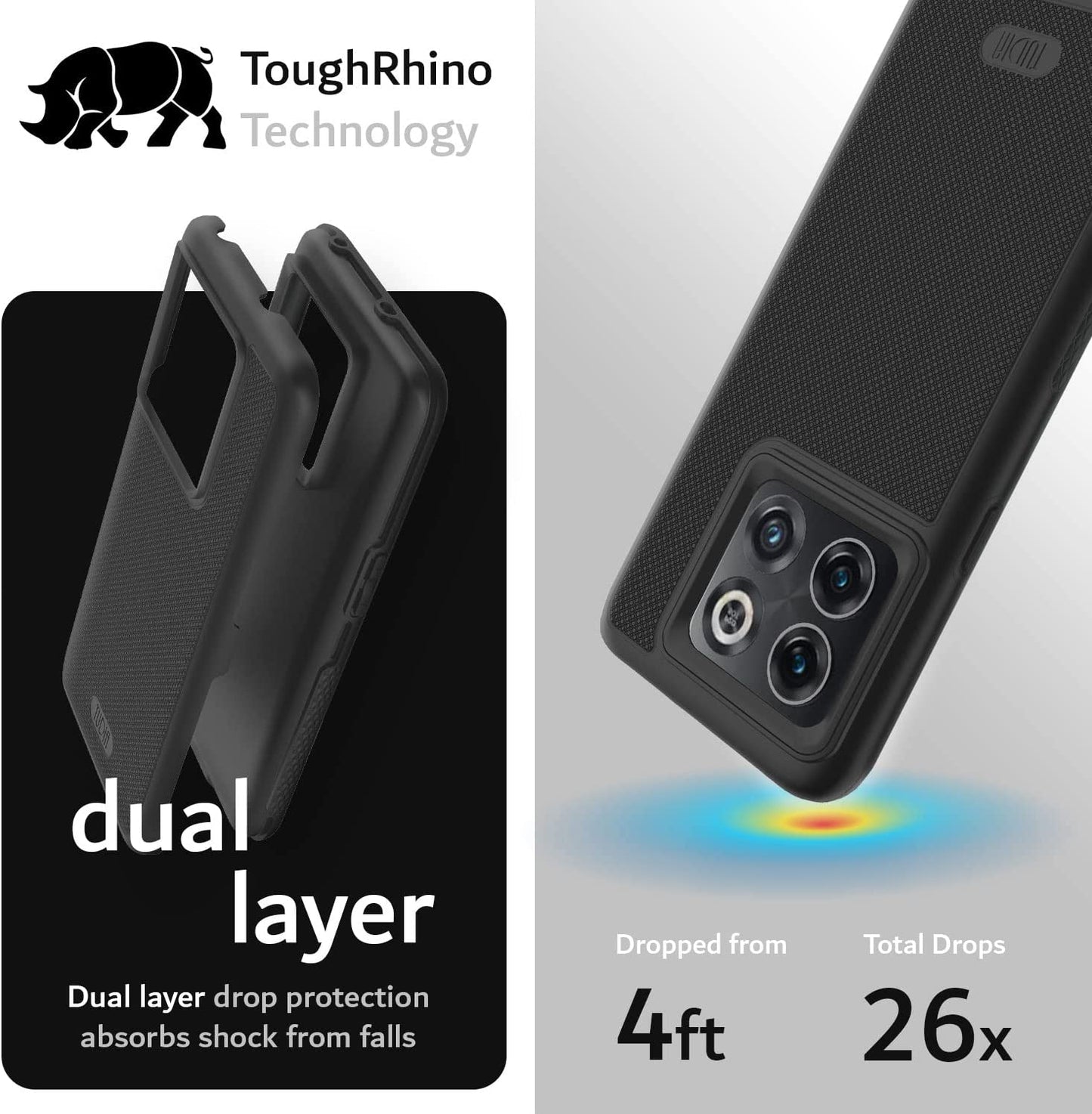 TUDIA Dualshield Grip Designed for Oneplus10T Case 5G, [Mergegrip] Shockproof Military Grade Slim Dual Layer Protection for Oneplus 10T 5G Case (Matte Black)  TUDIA   