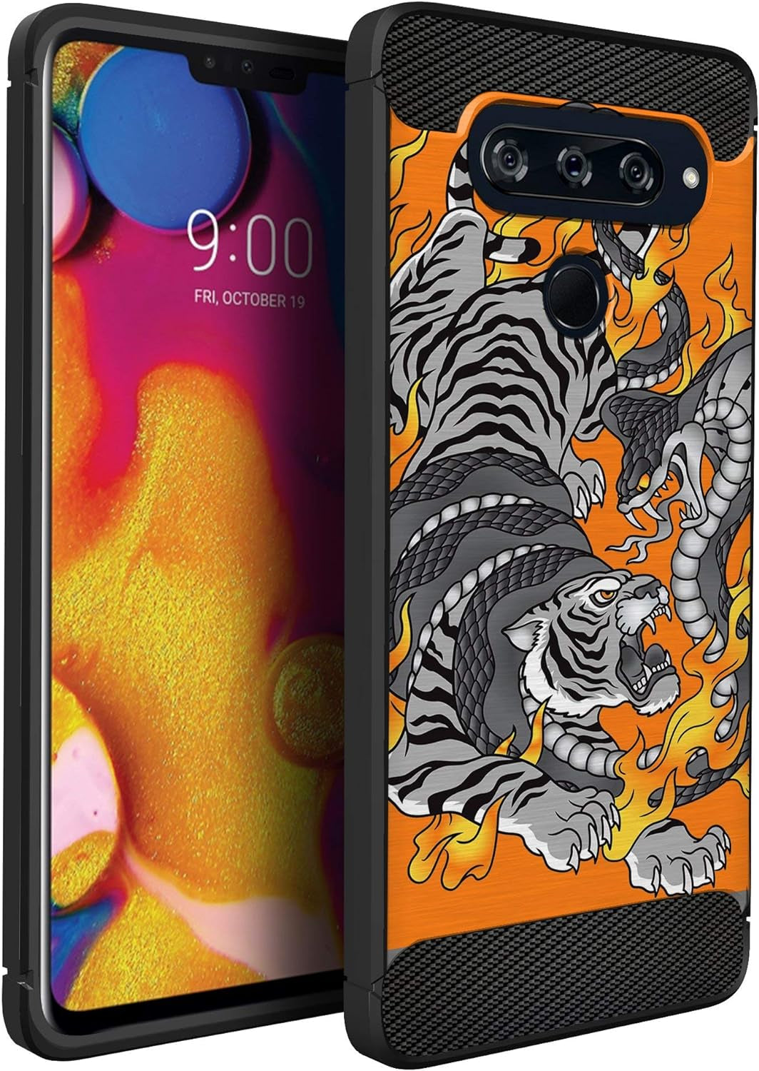Casesondeck Case Compatible with [LG V40 Thinq] Pictorial Patterned TPU Design Case Flexible Slim and Elegant (Astronaut)  CasesonDeck Cobra Tiger  