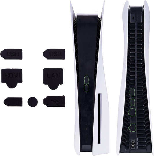 Playvital Silicone Dust Plug Set for Ps5 Console, USB HDMI Interface Type A/C LAN Port Dust Cover Stopper for Ps5 Digital & Disc Edition Console, Dustproof Plug Accessories for Ps5 Console - Black  PlayVital   