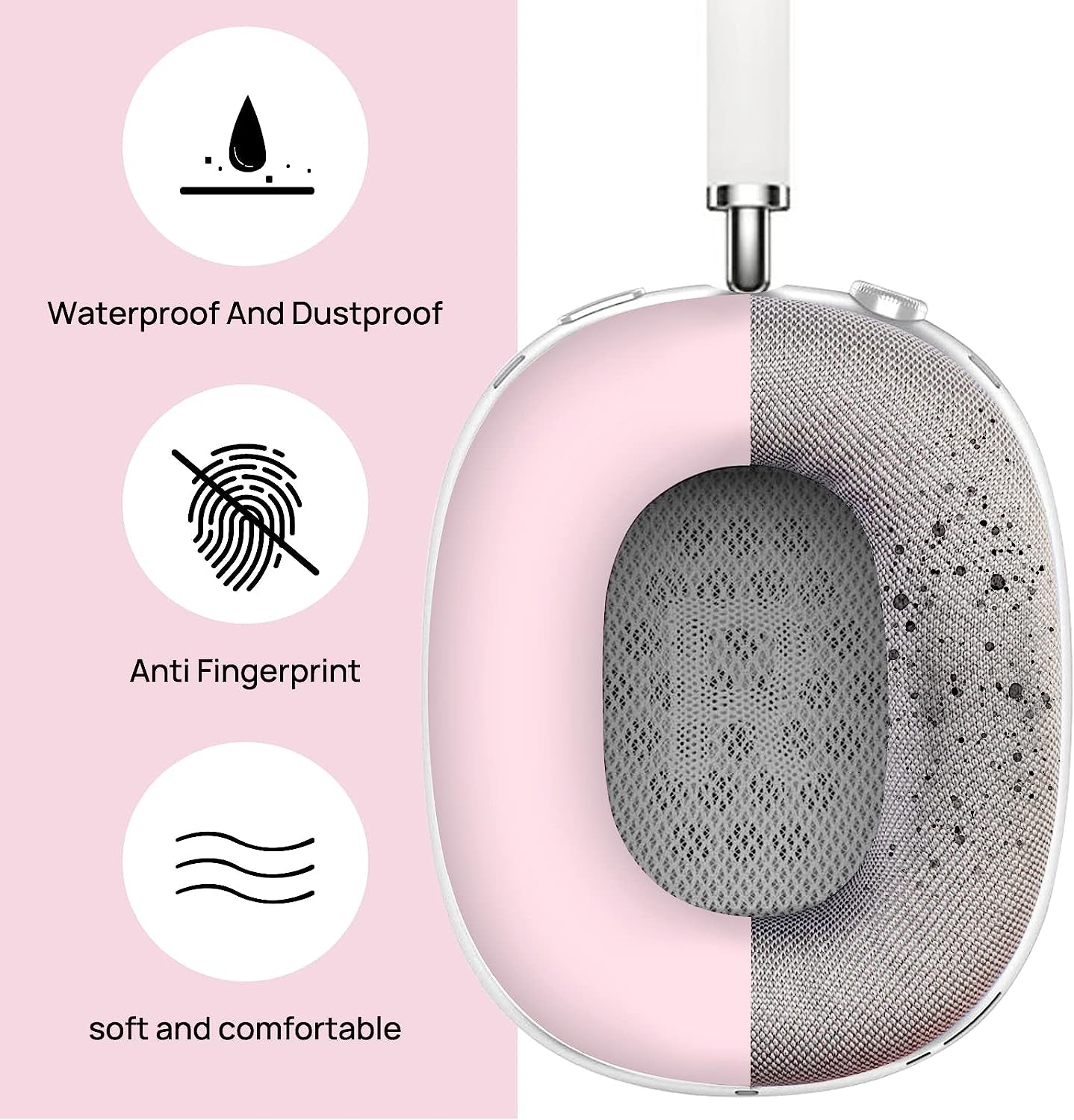 Yixuel Silicon Case for Airpods Max Headphones, Anti-Scratch Ear Pad Case Cover/Headband Cove/Ear Cups Cover for Airpods Max,Soft Silicone Accessories Cases (Pink)  Yixuel   