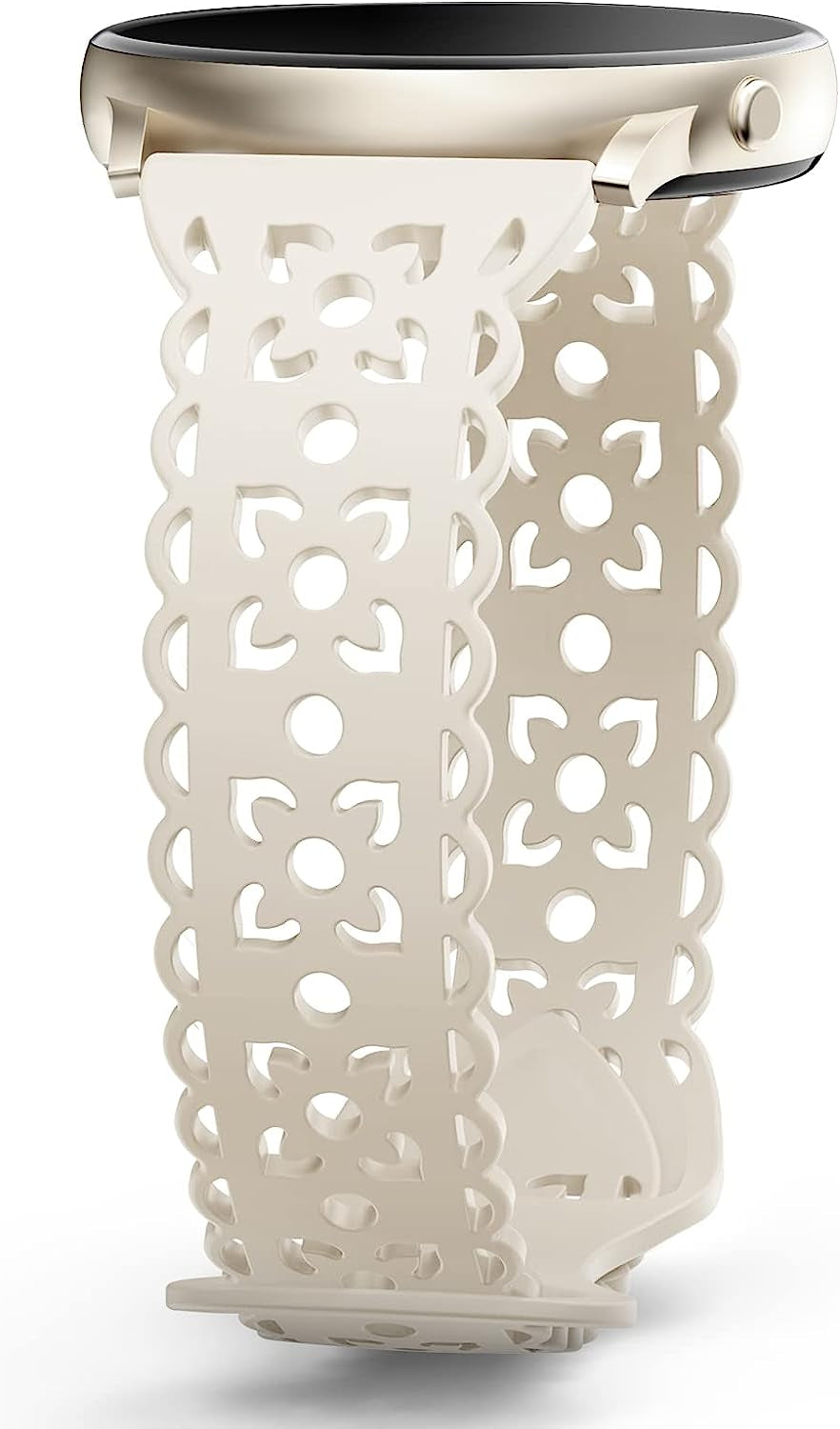 20Mm Lace Silicone Band Compatible with Samsung Galaxy Watch 4 Band 40Mm 44Mm,Galaxy Watch 4 Classic Band 42Mm 46Mm,Galaxy Watch 5 Bands,Slim Sport Strap Replacement Band for Galaxy Watch 4/5 Women  HEARTBOOM Starlight 20MM 