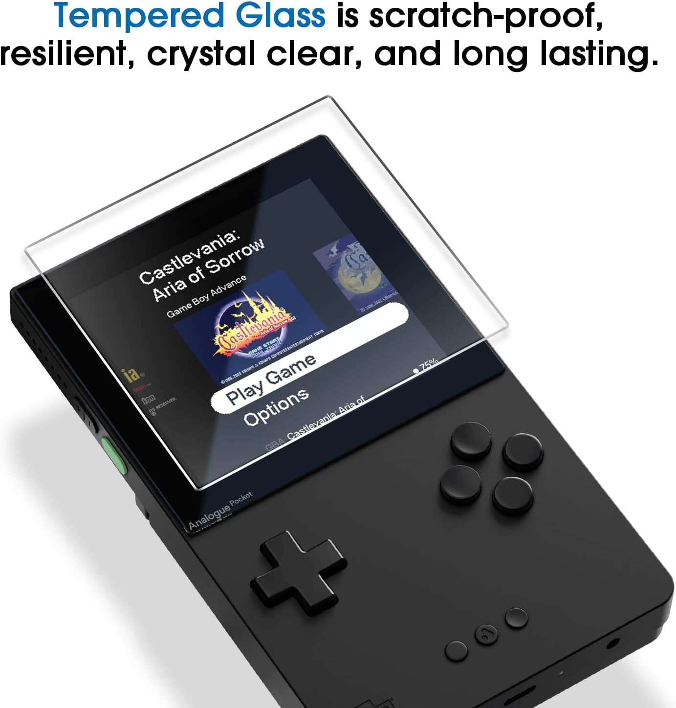 Amfilm Screen Protector Compatible with Analogue Pocket, Anti-Scratch,Easy Installation, Tempered Glass, 2 Pack  TechMatte   