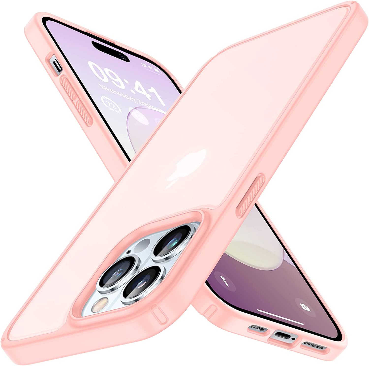 Simtect Ultra Clear for Iphone 14 Pro Case, [Non-Yellowing] [10 FT Military Drop Protection] Slim Fit yet Protective Shockproof Bumper with Airbag Case for Iphone 14 Pro 6.1 Inch- Crystal Clear  Simtect Translucent Pink Iphone 14 Pro 