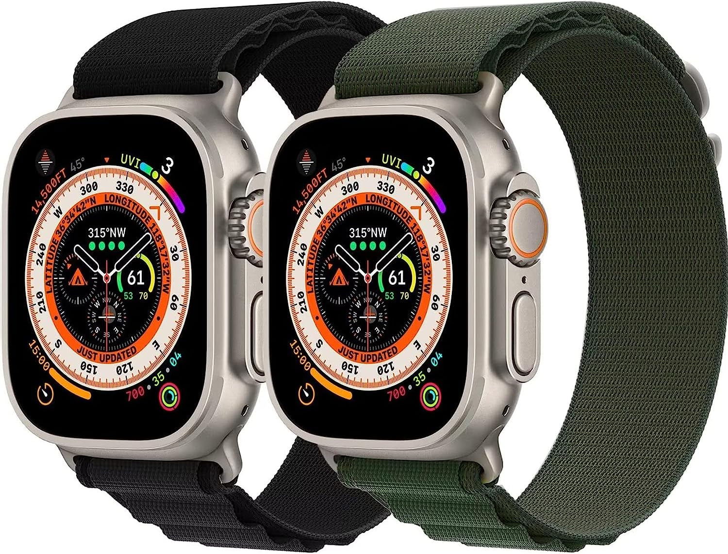 2 PCS Alpine Loop Nylon Bands Compatible with Apple Watch Ultra 49Mm 42Mm 44Mm 45Mm,Adjustable Sport with Titanium G-Hook Braided Bands for Iwatch Series 8/7/6/5/4/3/2/1/SE for Man  YXWUIVP   