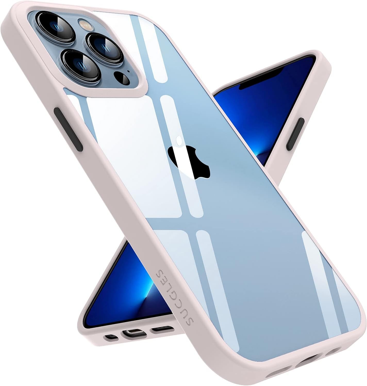 [2023 New] for Iphone 13 Pro Case Clear, [Non-Yellowing] [Military Drop Protection] Shockproof Bumper Slim Fit Phone Case Thin Cover for Apple 13Pro (6.1 In, Clear-Pink)  Gotrays Gavin LLC   