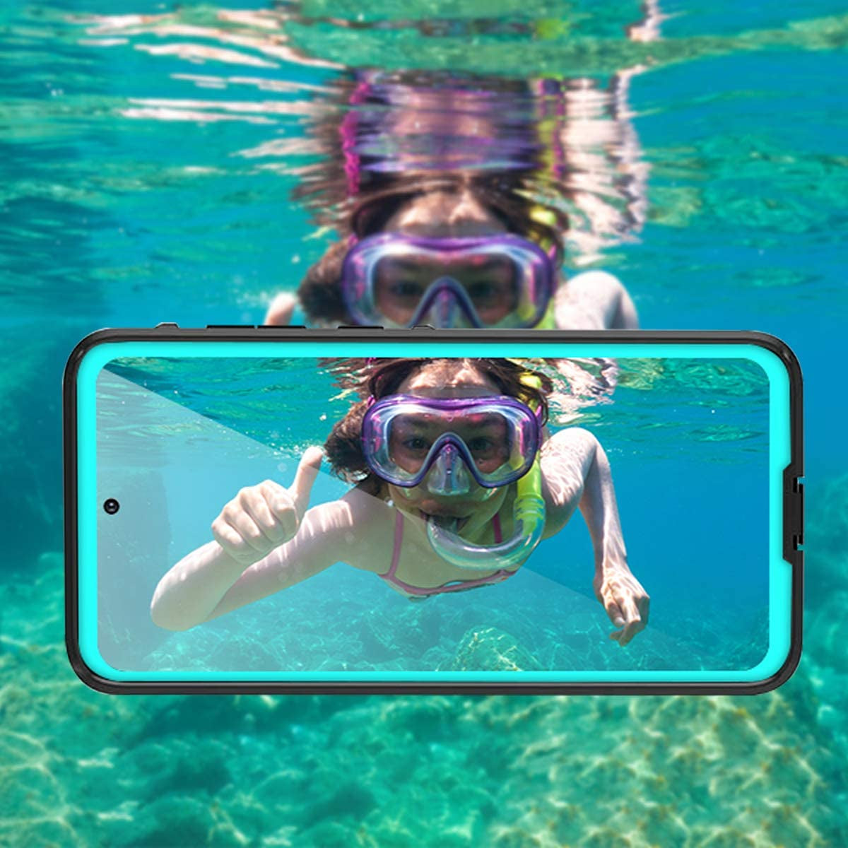 Samsung Galaxy S21 Ultra Phone Case Waterproof with Screen Protector, Full Body Protection Heavy Duty Shockproof Drop Proof Anti-Scratched Rugged Cases Cover for Galaxy S21 Ultra 6.8" (Teal)  Ezanmull   