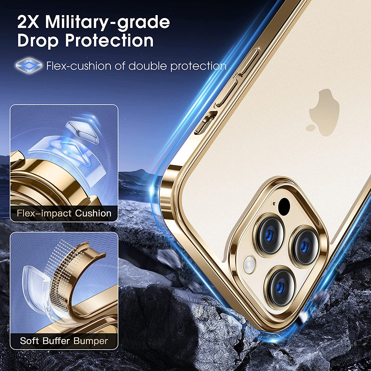 Alphex Official Color Match for Iphone 14 Pro Case, Anti-Fingerprints, 10FT Military Grade Protective, Soft Glossy Bumper Matte Slim Women Men Phone Cover 6.1 Inch, Gold  Alphex   