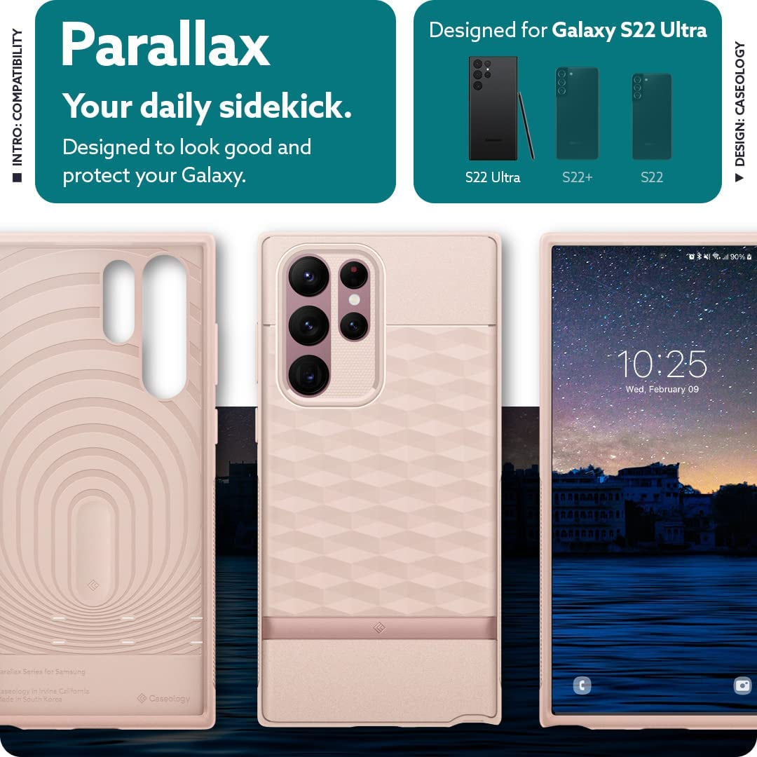 Caseology Parallax for Galaxy S22 Ultra Case Enhanced Ergonomic Design - Indi Pink  Spigen   