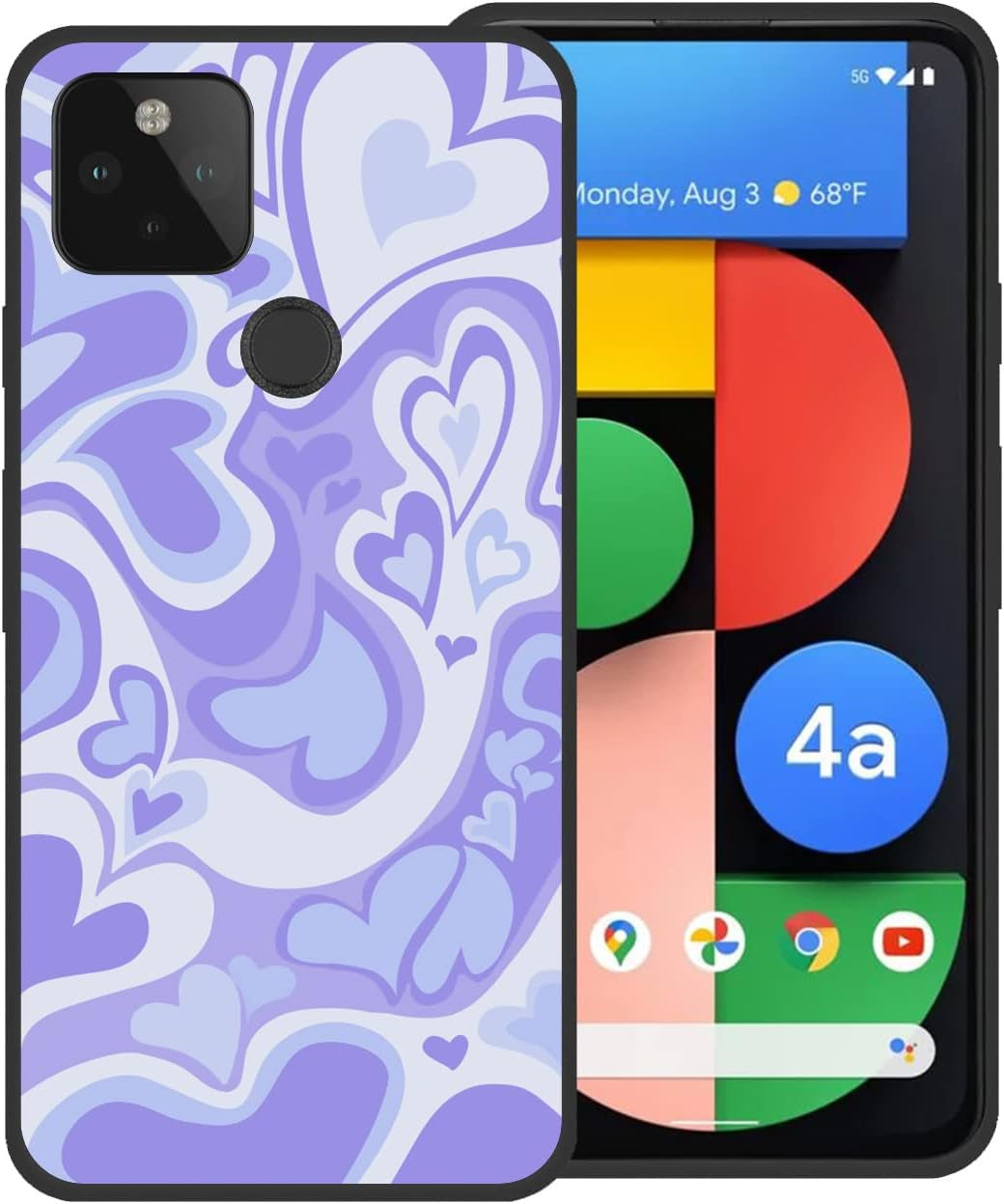 Zaztify Phone Case for Google Pixel 4A 5G, Lovely Irregular Brown Love Heart Khaki Lovecore Aesthetic Cute Shockproof Protective Anti-Slip Thin Soft Cover Shell  zaztify Purple Lovecore  