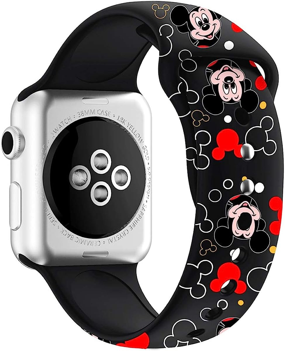 MIADEAL Cartoon Mouse Theme Bands for Apple Watch, Fit All Iwatch Series, 38Mm/40Mm/42Mm/44Mm  MIADEAL Black 38mm or 40mm 