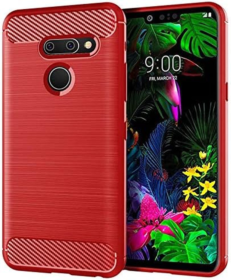 Vultic [Carbon Fiber] Case for LG G8 Thinq, Durable [Shock Absorption] Slim TPU Matte Lightweight Bumper Cover (Black)  Vultic Red  