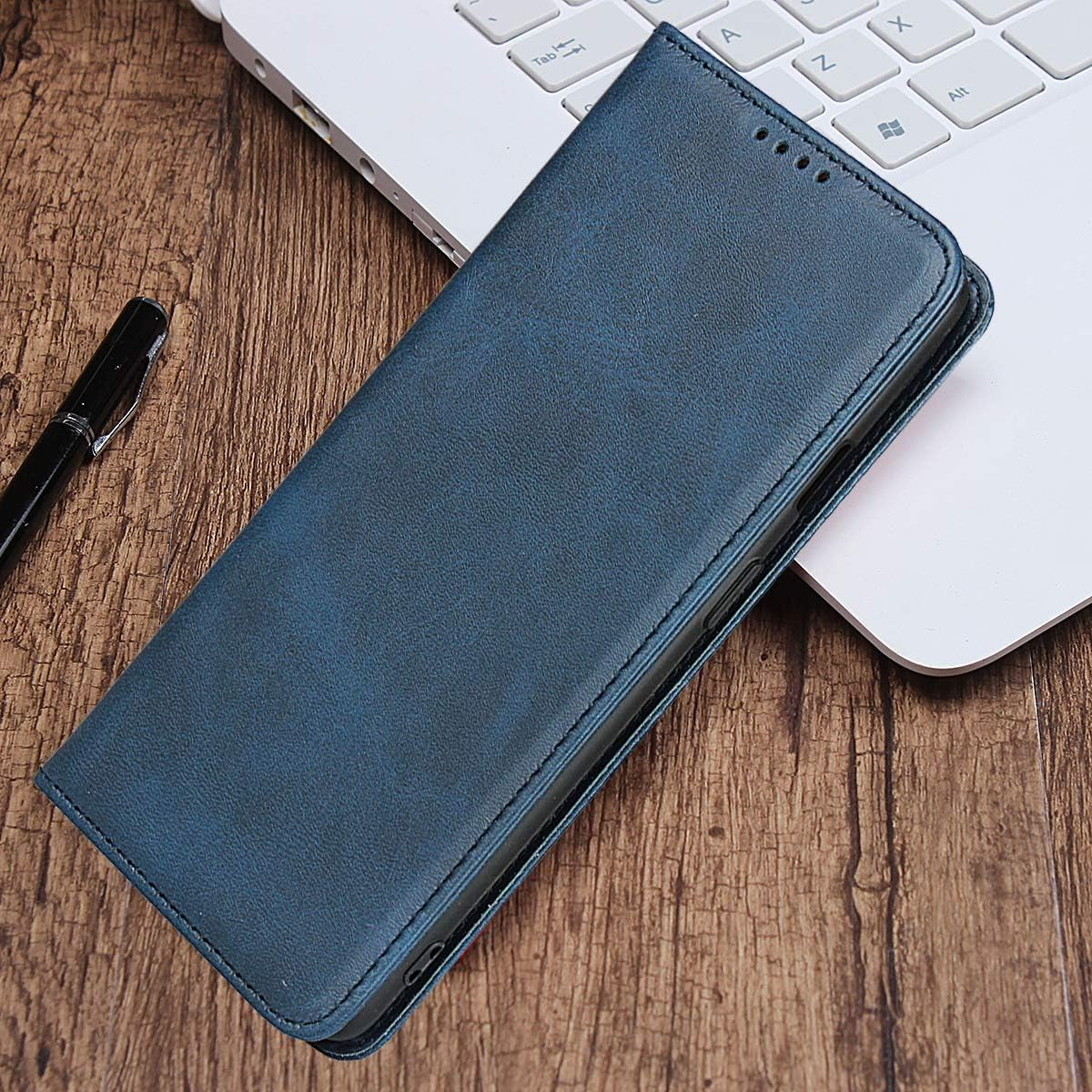 Icovercase for LG G8 Thinq Wallet Case, Premium PU Magnetic Leather Card Slots Holder Carry Kickstand Feature Flip Cover Case for LG G8 (Navy Blue)  iCoverCase   
