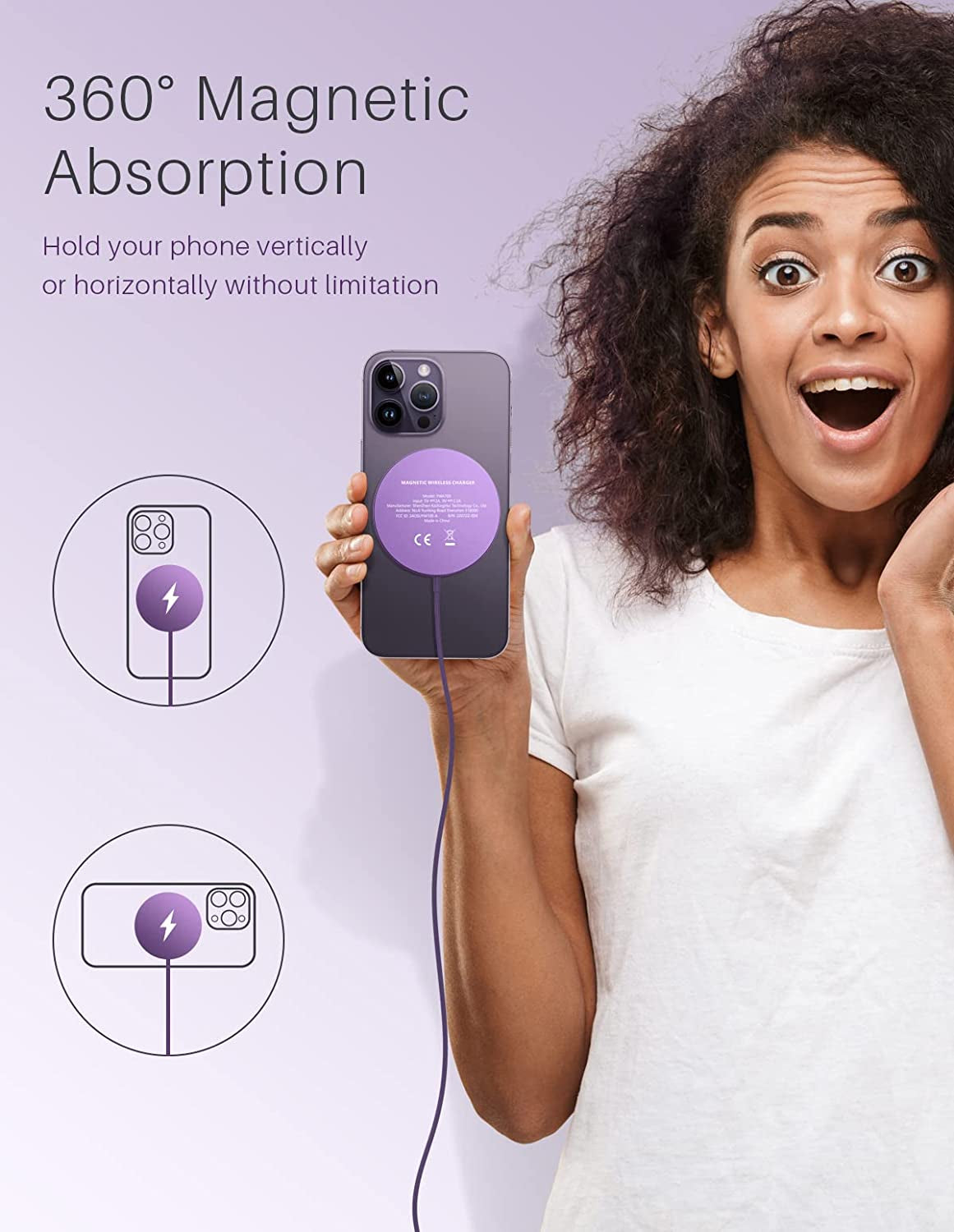 Compatible with Magsafe Charger for Iphone 14 - Mag Safe Magnetic Wireless Charger Pad for Iphone 14/14 Pro/14 Plus/14 Pro Max/13/13 Pro/13 Pro Max/13 Mini/12,[1 X USB C to USB Adapter][No AC Adapter]  YLLZI   