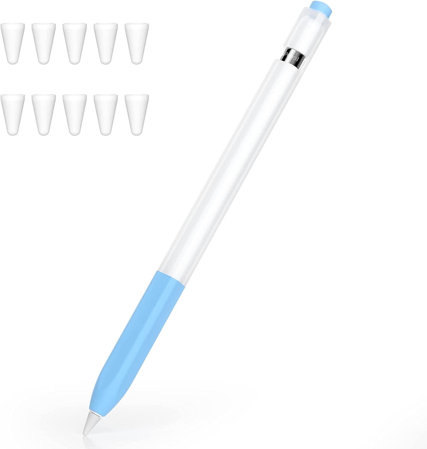 Joosko Compatible with Apple Pencil 1St Generation Case, Non-Slip Silicone Case, [With 10 Silicone Nib Sleeves] for Apple Pencil 1St Generation. (Pink)  JOOSKO Sky Blue  