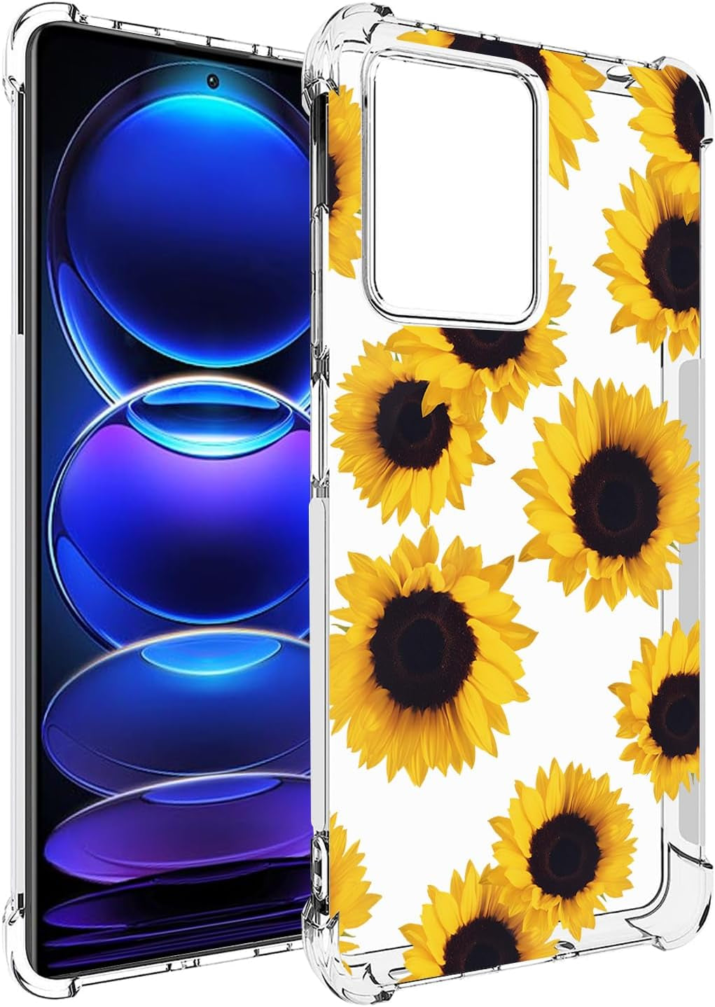 Sidande Case for Redmi Note 12 Pro Case, Poco X5 Pro 5G 22101320G Case for Girls Women, Clear Floral Soft Flexible TPU Slim Phone Protective Case Cover for Xiaomi Redmi Note 12 Pro 5G (Sunflower)  Sidande   
