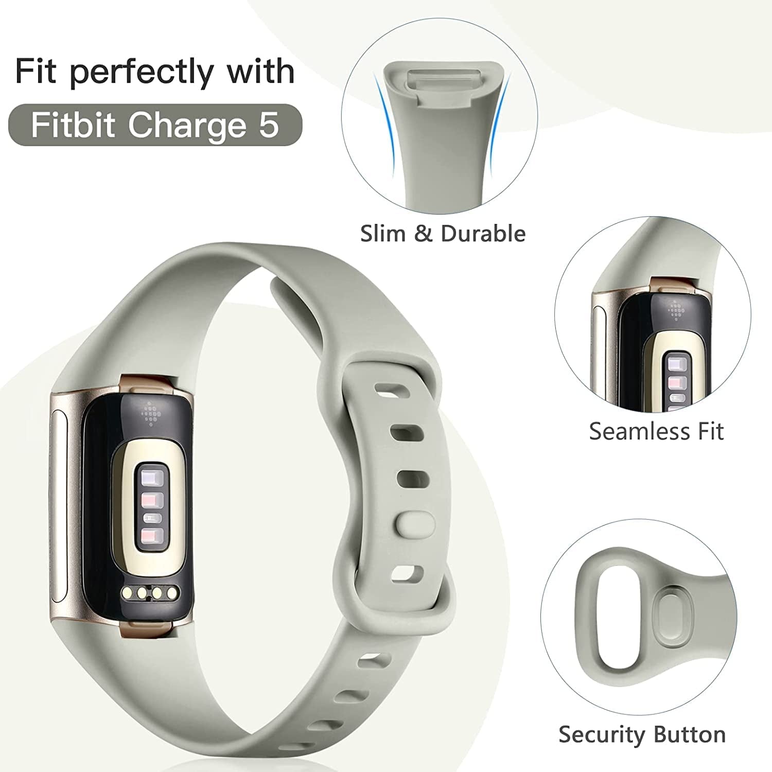 3 Pack Bands for Fitbit Charge 5，Soft Silicone Adjustable Sport Band Replacement Wristbands for Fitbit Charge 5 Fitness Tracker  SENGKOB   