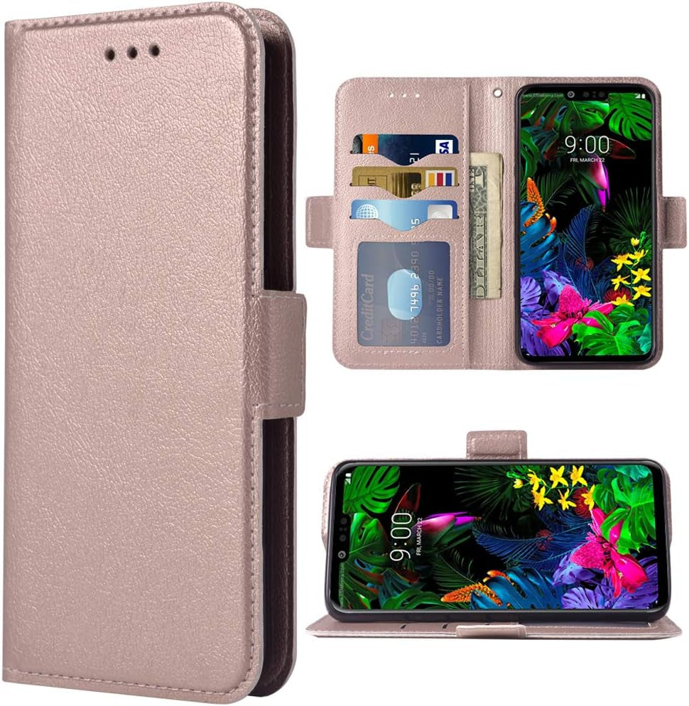 Phone Case for LG G8 Thinq Folio Flip Wallet Case,Pu Leather Credit Card Holder Slots Full Body Protection Kickstand Hard Hybrid Protective Phone Cover for LGG8 Thin Q G 8 G8Thinq Lgg8Thinq Dark Blue  WWAAYSSXA Rose Gold  