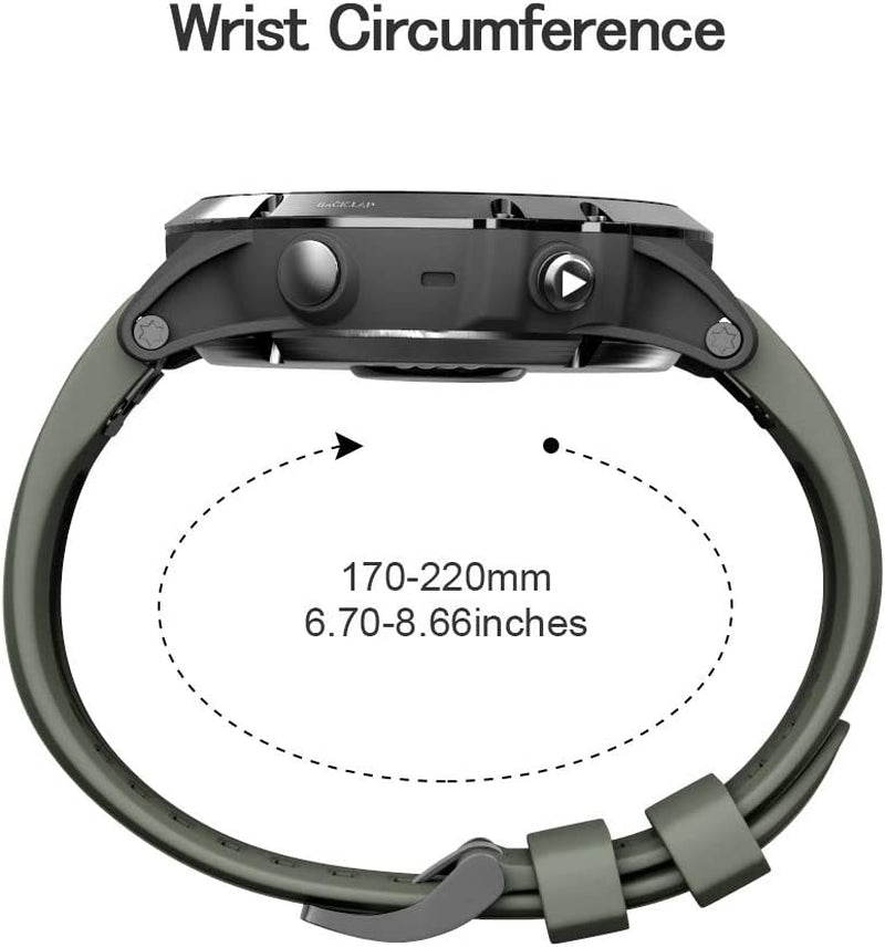 Notocity Compatible Fenix 5X plus Bands Fenix 7X Sport Silicone Replacement Watch Strap for Garmin Fenix 5X/Fenix 5X Plus/Fenix 6X/Fenix 6X Pro/Fenix 3/Hr/Descent MK1/D2 Delta PX/D2 Charlie(Black/Army Green)  NotoCity   