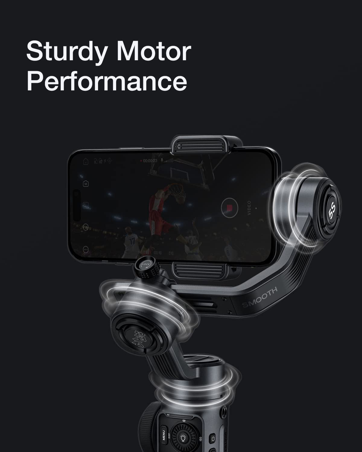 ZHIYUN Smooth 5S - 3-Axis Gimbal with Smart Follow, Gimbal Stabilizer for Iphone 14/13/12/11 Pro Max X and Android Phone, for Youtube Facebook Live Stream - Gray  ZHIYUN   