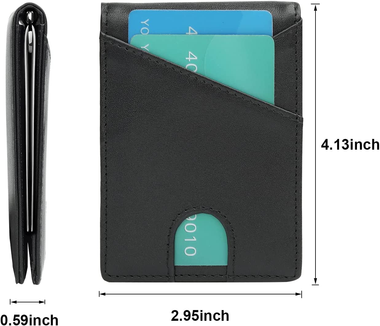 ZUOYOUZ Wallet for Men, RFID Blocking Wallet Slim Bifold Leather Wallet Minimalist Front Pocket Wallets for Father with Money Clip Christmas Gift for Men (Black)  ZUOYOUZ   