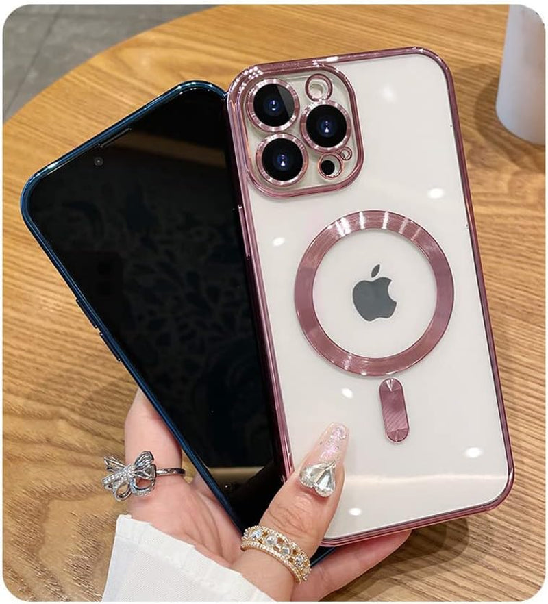 ZIYE Magnetic Case for Iphone 14 Pro Max Case [Compatible with Magsafe] Camera Lens Protector Plating Luxury Cover for Women Men Clear Soft TPU Shockproof Protective Phone Case - Pink  ZIYE   