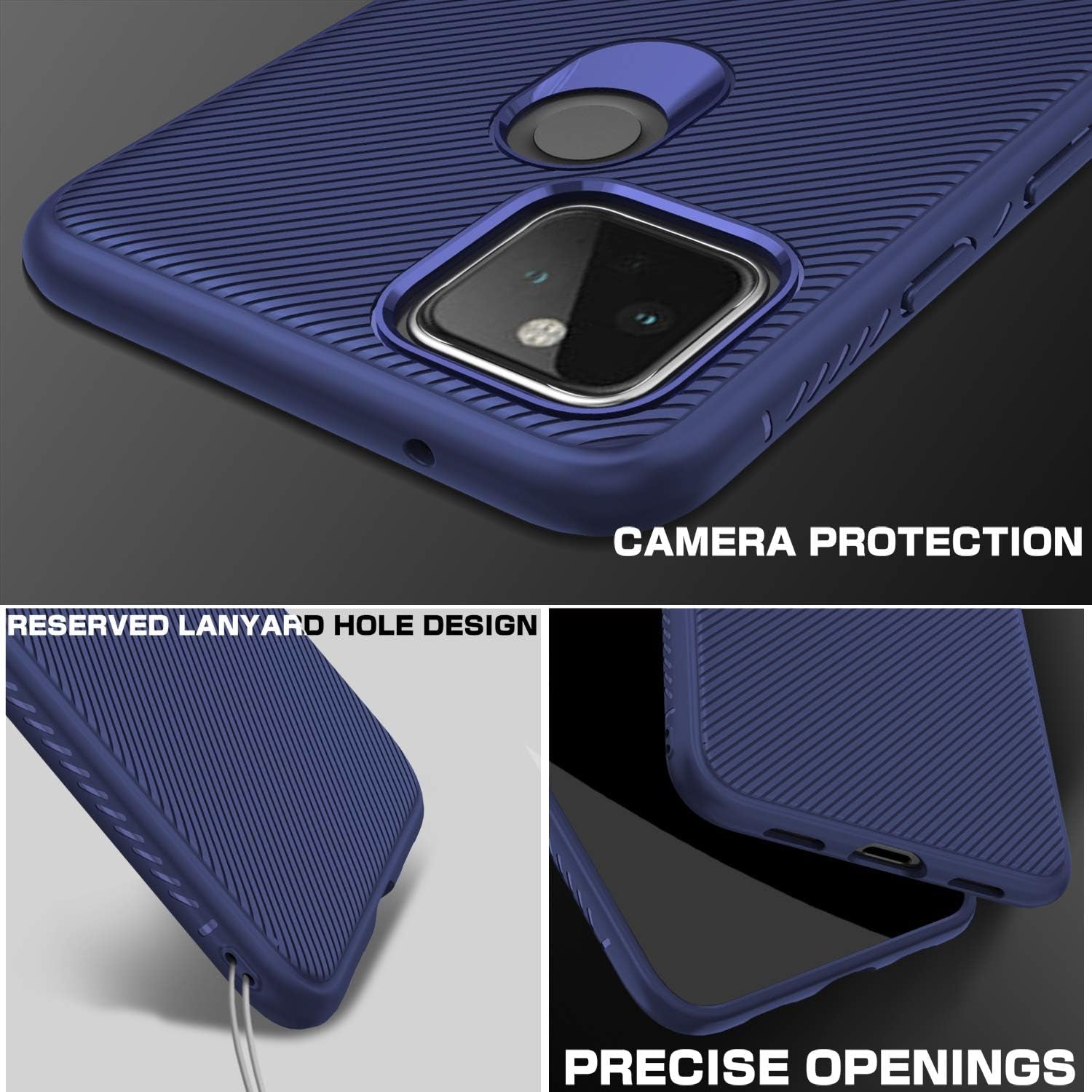 Lokyoo for Google Pixel 4A 5G Case (NOT for the 4G Version),Designed Carbon Fiber Scratch Resistant and anti Slip Grippy Soft TPU Case for Google Pixel 4A 5G-Blue  Lokyoo   