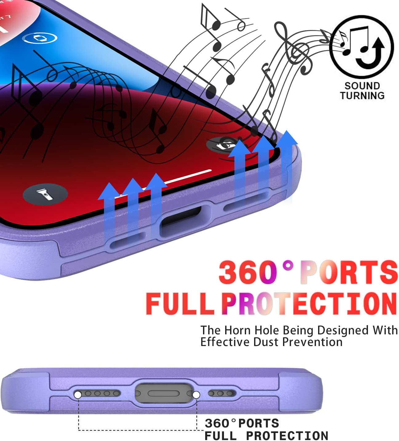 Diverbox for Iphone 14 Case [Shockproof] [Dropproof] [Tempered Glass Screen + Camera Lens Protector],Heavy Duty Protection Phone Case Cover for Apple Iphone 14 (Purple)  Diverbox   