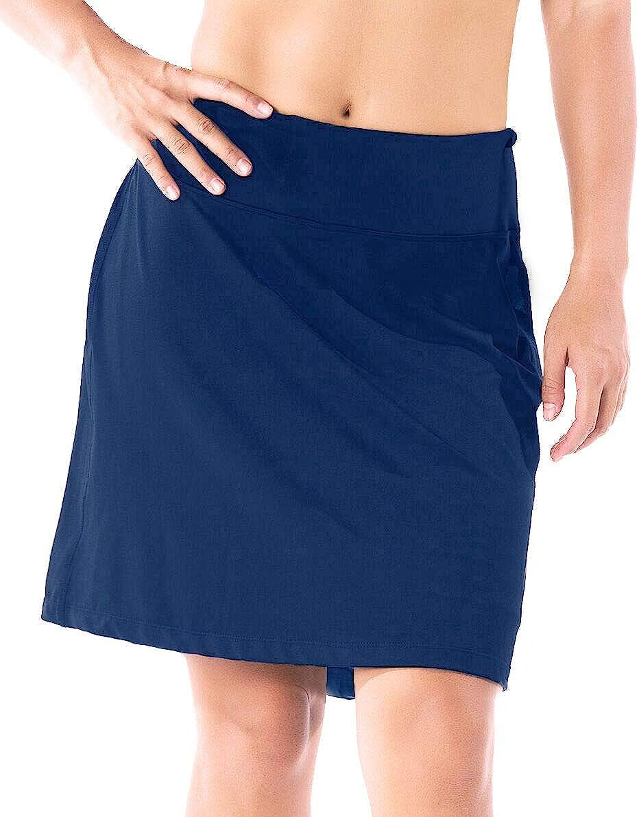 Yogipace Women'S UV Protection 17" Long Tennis Running Golf Skort Active Skirt  Yogipace Navy Blue Large 