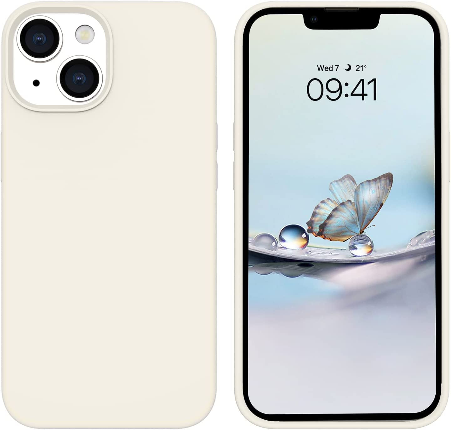 BENTOBEN Compatible with Iphone 14 Case, Liquid Silicone Gel Rubber Bumper Microfiber Lining Hard Back Shockproof Protective Phone Cover for Iphone 14 6.1", Matcha Green  BENTOBEN T025-Antique White  