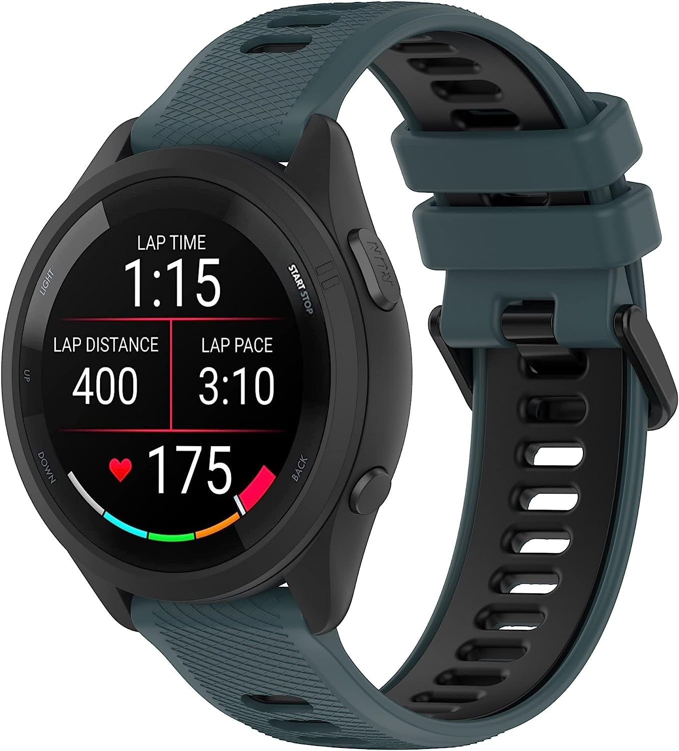 Replacement Band for Garmin GPS Running Smartwatch Band,Soft Silicone Adjustable Sport Band, Easy Change Silicone Replacement Soft Rubber Watch Band  Gusfeliz RockGreen/Black 20MM 