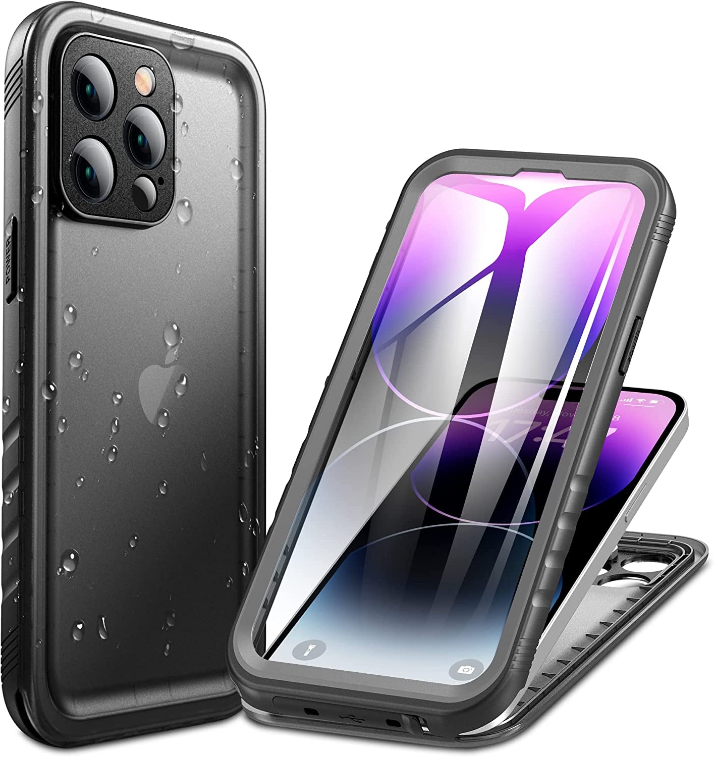 Cozycase Compatible with Iphone 14 plus Waterproof Case - Full Body Shockproof Dustproof Dropproof Built in Screen Protector Rugged Waterproof Case for Iphone 14 plus 6.7 Inch Pink  Cozycase Black Iphone 14 Pro（6.1''） 