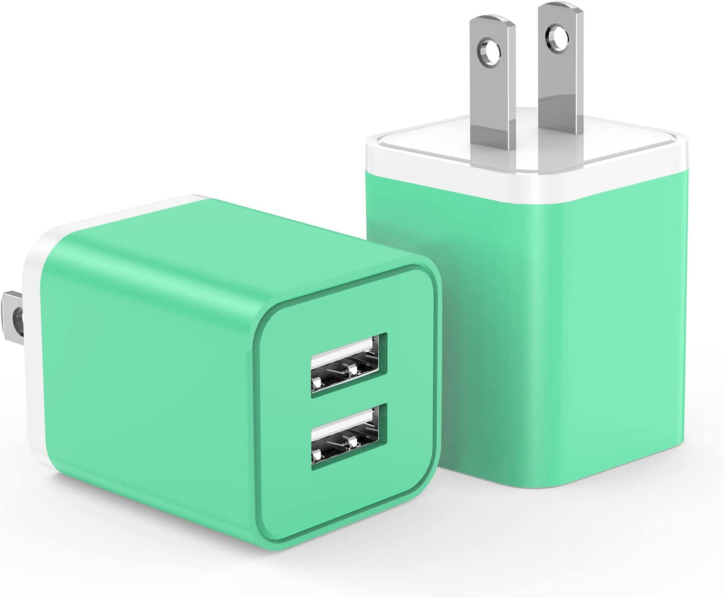 USB Charger 5V 2.4A,Cabepow [2Pack] Dual Port 12W USB Wall Plug,Charger Block Adapter Cube Replacement for Iphone Xs/Xs Max/Xr/X/8/7/6/Plus Ipad Pro/Air/Mini, Galaxy9/8/7(Etl Certified)  Cabepow Green 2Pack12W 