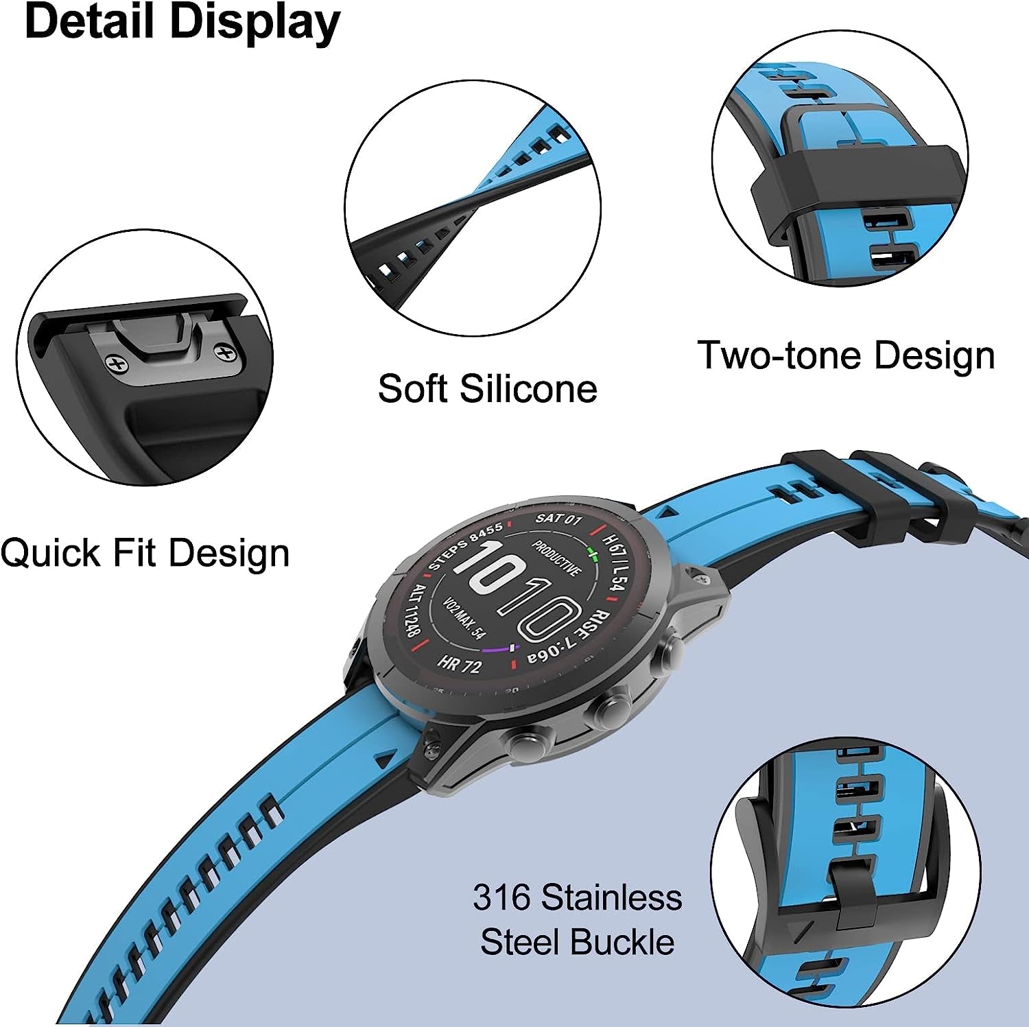 ISABAKE Compatible with Fenix 5 Watch Band, Easy Fit 22MM Band for Fenix 5 Plus/Fenix 6/Fenix 7/Forerunner 935/Forerunner 945/Approach S60/Quatix 5/Quatix 6  Isabake   