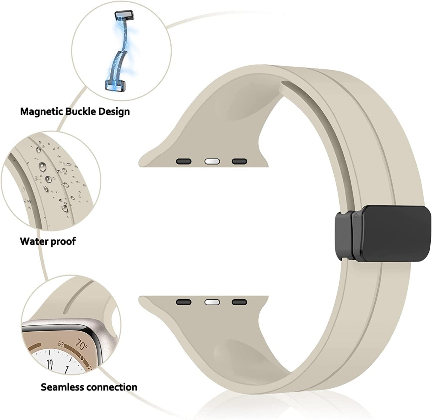 Magnetic for Apple Watch Ultra Band 49Mm 45Mm 44Mm 41Mm 40Mm Iwatch Bands 38Mm 42Mm Men/Women,Soft Sport Silicone Replacement Wristband Correa Strap for Apple Watch Band Series 8/7/6/5/4/3/2/1/SE  DMVEIMAL   