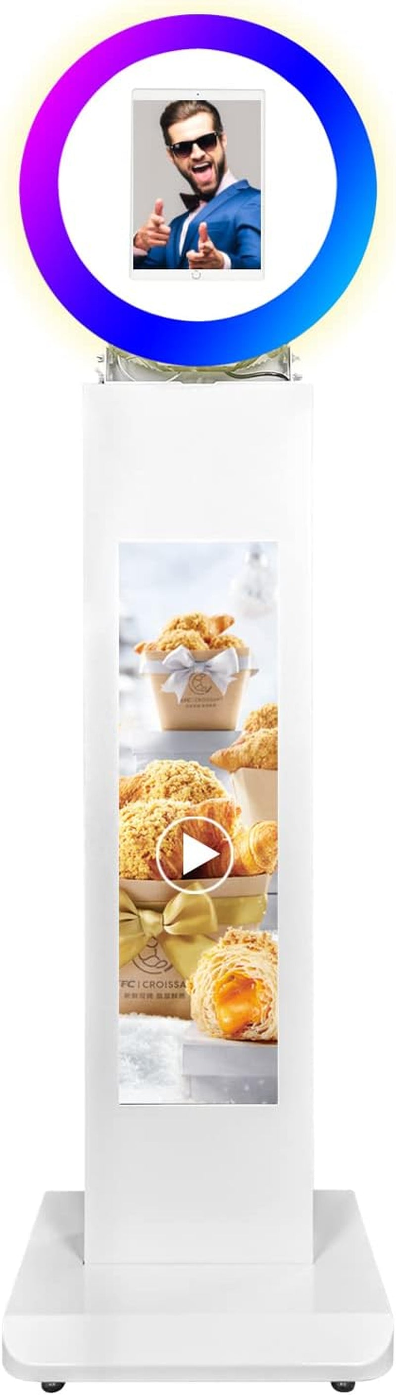 RXFSP Portable Photo Booth for 12.9" Ipad LCD Screen Selfie Machine Portable Metal Shell Adjustable Stand Photobooth Machine with RGB LED Ring Light for Wedding Halloween Christmas  RXFSP Lcd Screen Ipad Shell for 10.2"iPad 