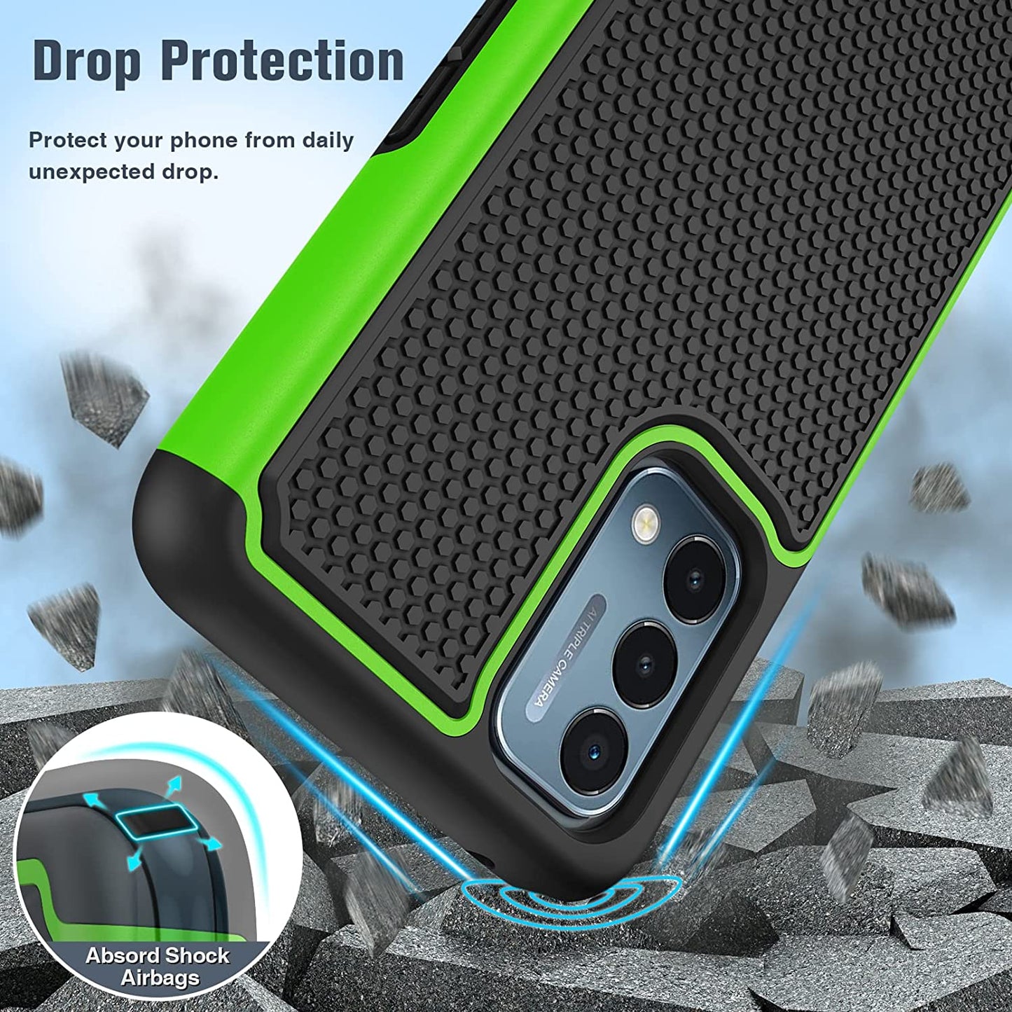 JXVM for Oneplus Nord N200 5G Case: Dual Layer Protective Heavy Duty Cell Phone Cover Shockproof Rugged with Non Slip Textured Back - Military Protection Bumper - 6.49Inch (Black Green)  binghexin   