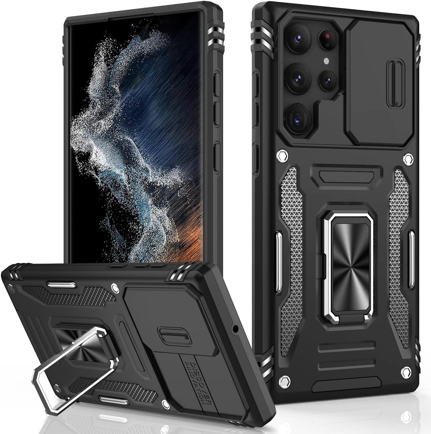 LUMARKE Galaxy S22 plus Case with Camera Cover,Samsung S22 plus Cover Pass 16Ft Drop Test Military Grade Heavy Duty Protective Phone Case with Kickstand for Samsung Galaxy S22 plus Black  LUMARKE Black Galaxy S22 Ultra 6.8''-L 