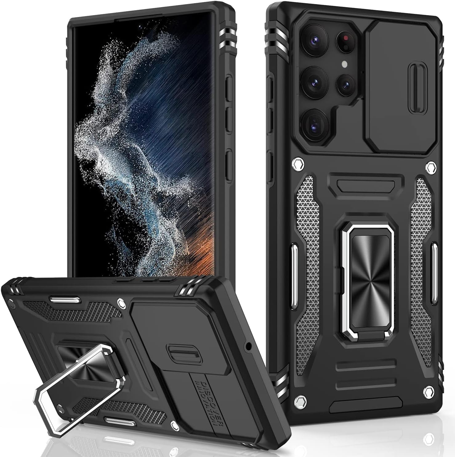 LUMARKE Galaxy S22 plus Case with Camera Cover,Samsung S22 plus Cover Pass 16Ft Drop Test Military Grade Heavy Duty Protective Phone Case with Kickstand for Samsung Galaxy S22 plus Black  LUMARKE Black Galaxy S22 Ultra 6.8''-L 