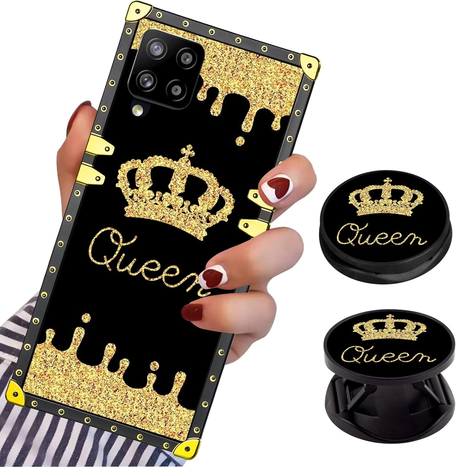 LSL Compatible with Samsung Galaxy Note 20 5G Square Phone Case, Queen Golden Crown Luxury TPU Plating Corner Shockproof Protection Cover for Women Girls, for Samsung Galaxy Note 20 5G  LSL For Samsung Galaxy A42 5G  