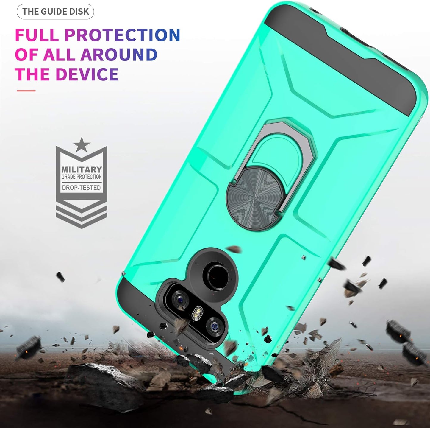 Ymhxcy Compatible for LG G6/G6 plus Case with HD Screen Protector，360 Degree Rotating Ring Kickstand Holder Dual Layers of Shockproof Phone Case for LG G6-ZS Mint  YmhxcY   