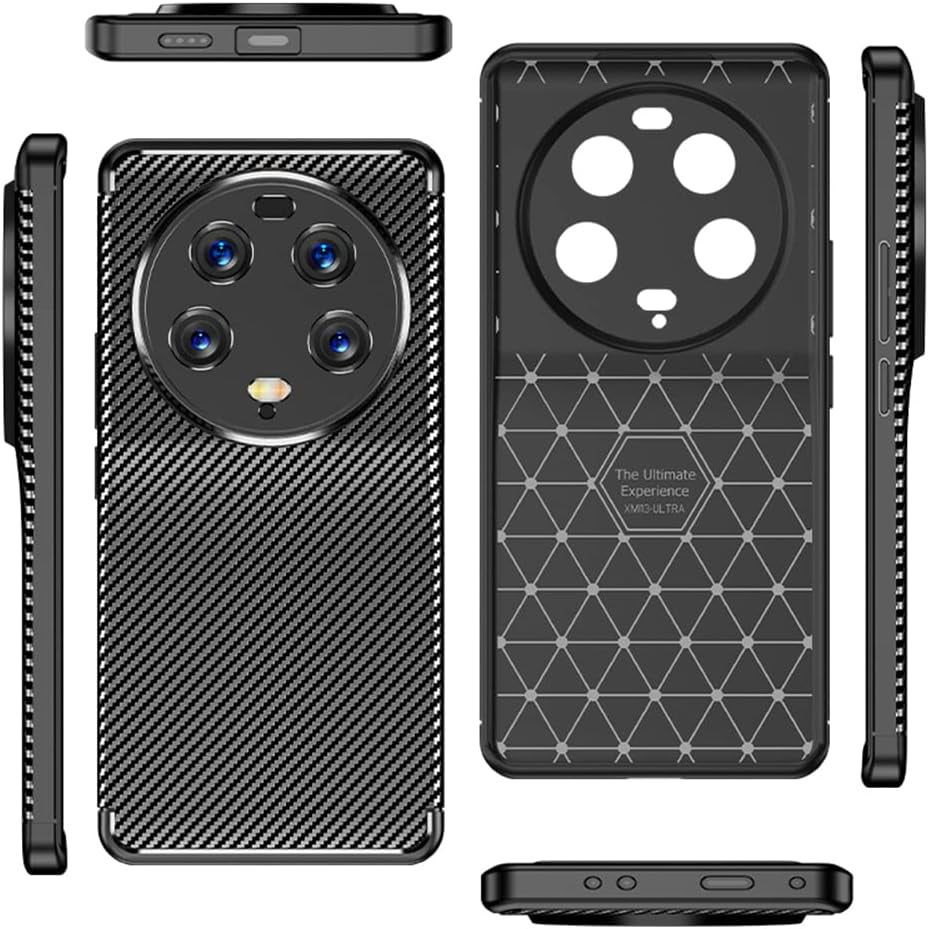 Teroxa for Xiaomi Mi 13 Ultra Case, Super Thin Carbon Fiber Texture Soft Silicone Bumper Camera Lens Protection Shockproof Cover (Black)  teroxa   