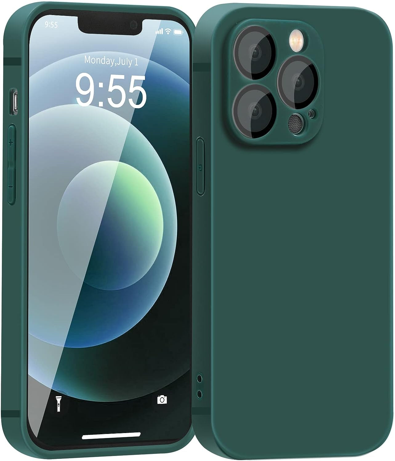 YZR Silicone Case for Iphone 12 Pro Max Case 6.7 Inch, Individual Protection for Each Lens, Liquid Silicone Phone Case with Microfiber Lining (Hawthorn Red)  YZR Dark Night Green  