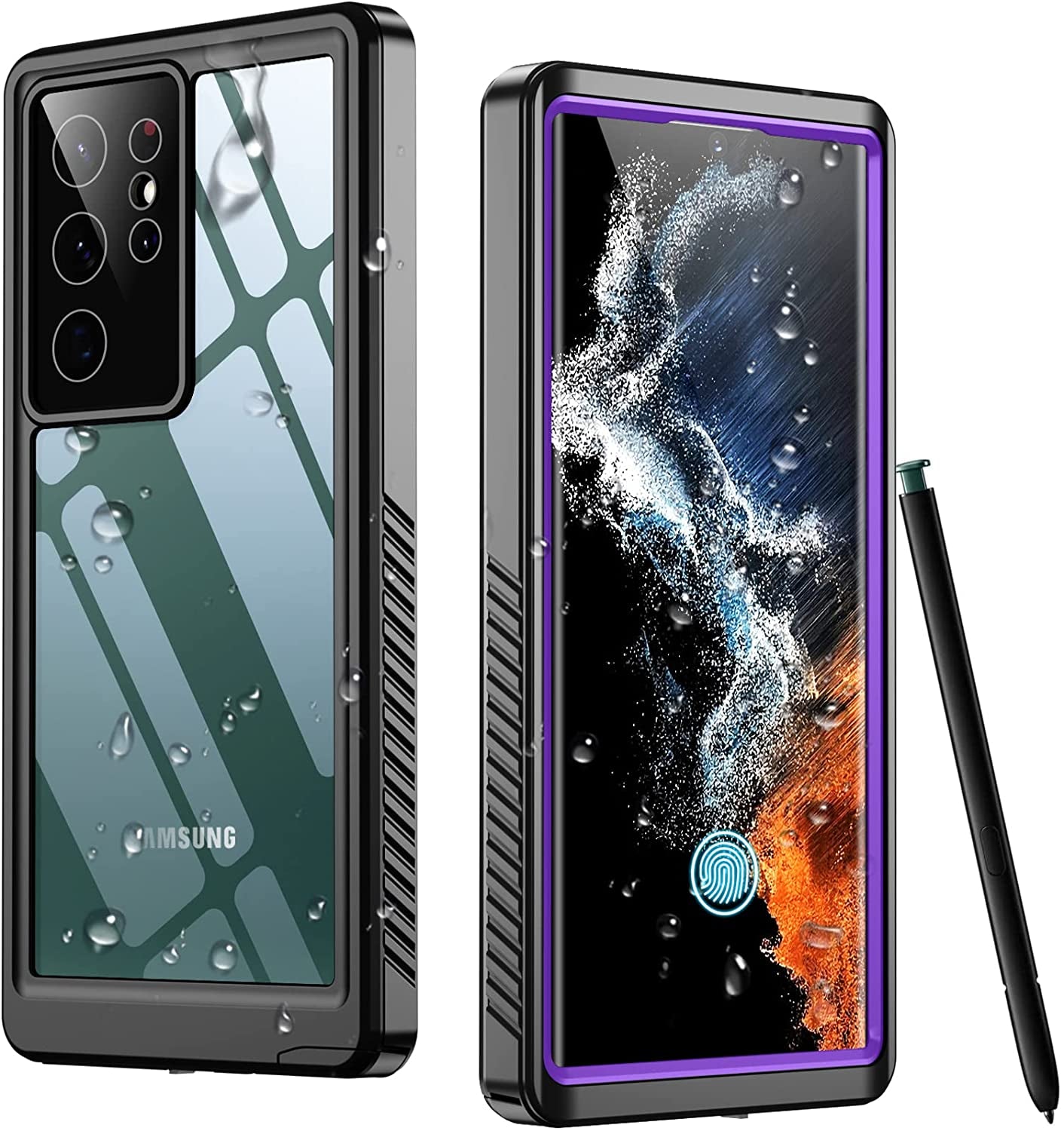 Temdan for Samsung Galaxy S22 Ultra Case Waterproof, Built in Screen Protector 360° Full Body Heavy Duty Shockproof IP68 Waterproof Galaxy S22 Ultra Case for Samsung S22 Ultra 5G 6.8 Inch Purple  Temdan   