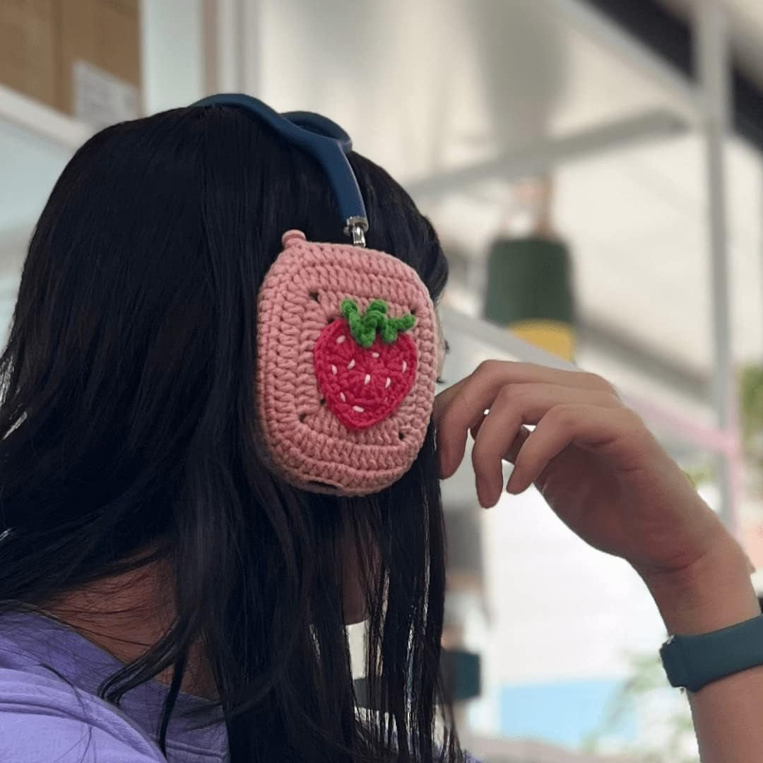 Apple Airpods Max Crochet Headphone Covers, Cute Airpods Max Case for Apple Headphones (Strawberry)  ggümm studio   