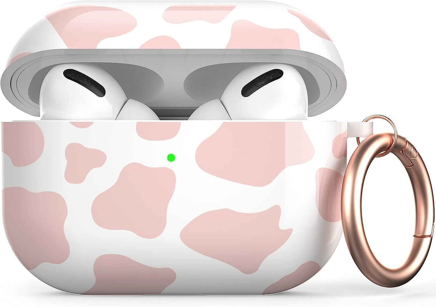 Maxjoy for Airpods Pro Case Cover, Clear Flower Pro Case for Women Men Cute Soft Protective Floral Ipod Pro Case with Keychain Clip for Airpods Pro Charging Case 2019, Transparent  Maxjoy Pink + White  