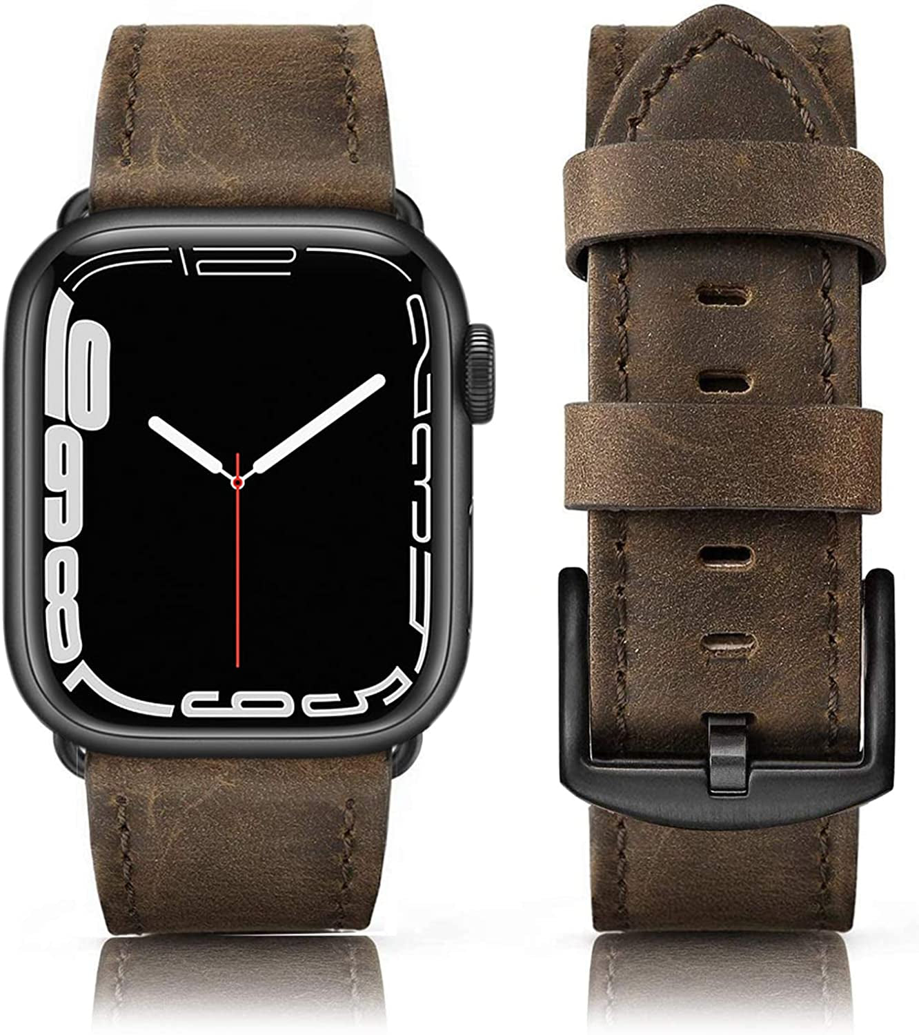 SWEES Leather Band Compatible with Apple Watch Bands 45Mm 42Mm 44Mm Men Women, Vintage Genuine Leather Wristband Replacement Band Compatible for Iwatch Series 8 7 6 5 4 3 2 1 SE Retro Walnut  SWEES Retro Coffee 38mm / 40mm / 41mm 