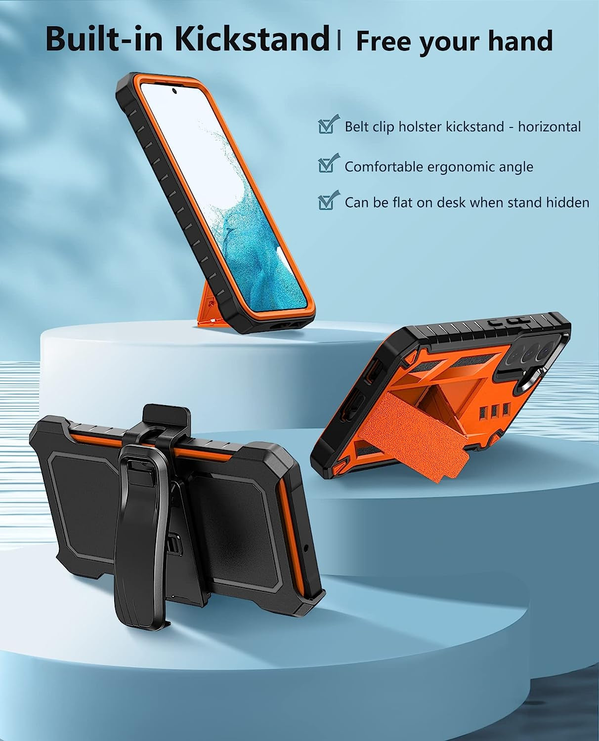 FNTCASE for Samsung Galaxy S22 Protective Case: Military Grade Protection Rugged Anti-Drop Case with Belt-Clip Holster & Kickstand - Full Shockproof Sturdy Durable Bumper Textured Cell Phone Cover  FNTCASE   