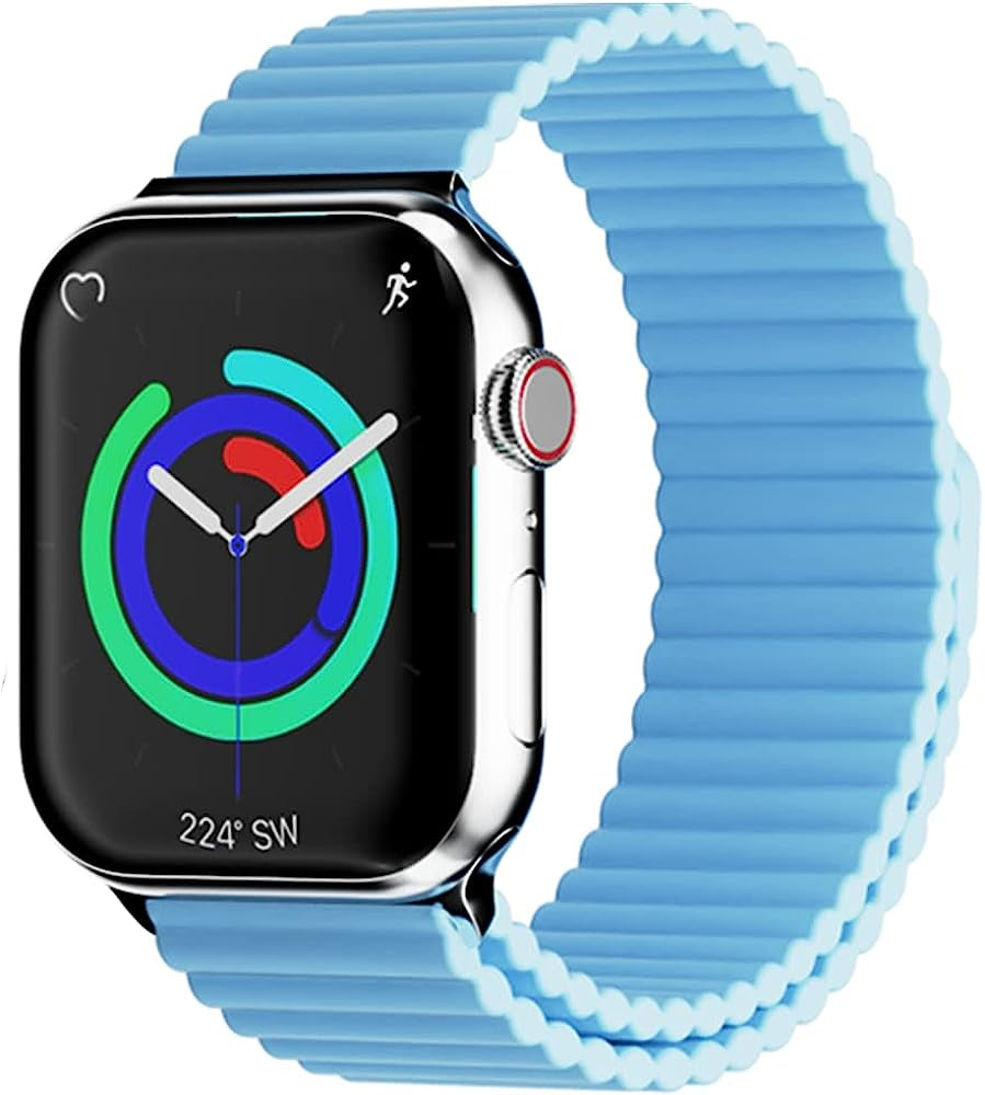 Heike Sport Loop Compatible with Apple Watch Ultra Bands 49Mm 45Mm 44Mm 42Mm 41Mm 40Mm 38Mm, Soft Silicone Magnetic Clasp Adjustable Replacement Wristband for Iwatch Series SE Ultra 8 7 6 5 4 3 2 1 for Women Men  HeiKe Sky Blue 38mm/40mm/41mm 