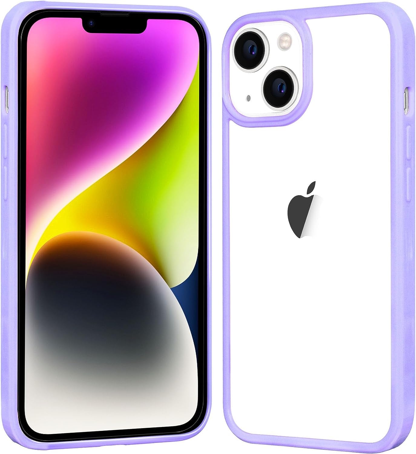 Jjgoo Compatible with Iphone 14 plus Case Clear, Non-Yellowing Shockproof Phone Case for Apple Iphone 14 Plus, Slim Anti-Scratch Hard PC Back Protective Cover Bumper 2022  JJGoo Purple  